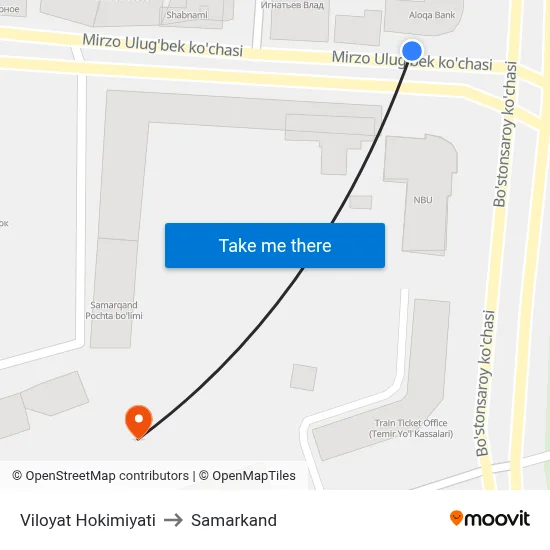 Viloyat Hokimiyati to Samarkand map