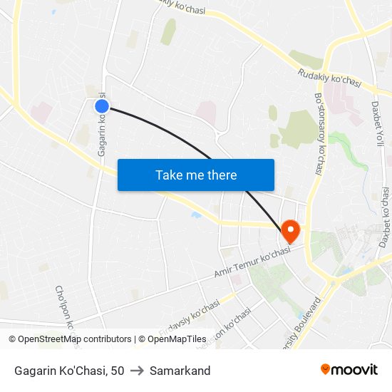 Gagarin Ko'Chasi, 50 to Samarkand map