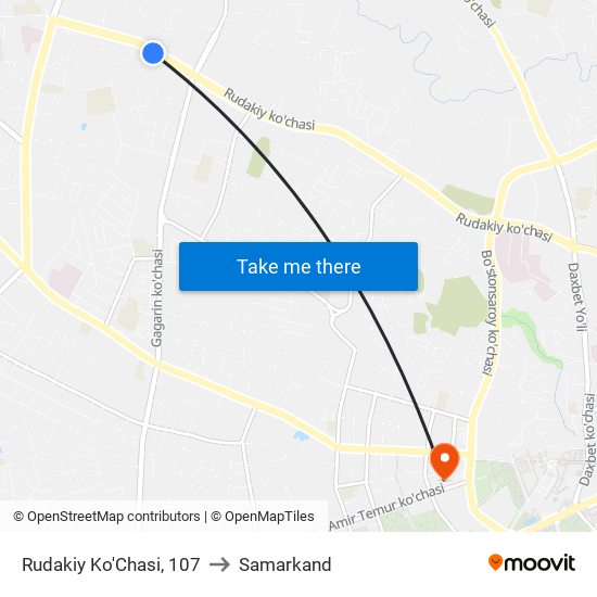 Rudakiy Ko'Chasi, 107 to Samarkand map