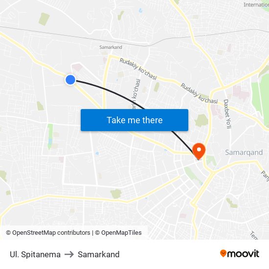 Ul. Spitanema to Samarkand map