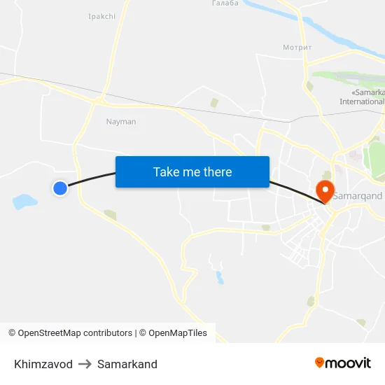 Khimzavod to Samarkand map