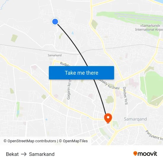 Bekat to Samarkand map