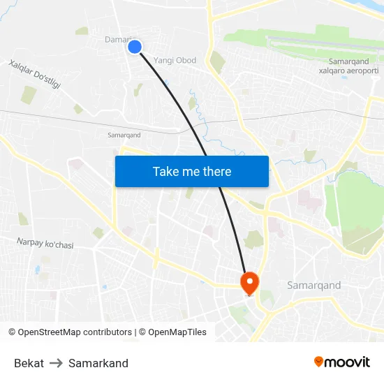 Bekat to Samarkand map