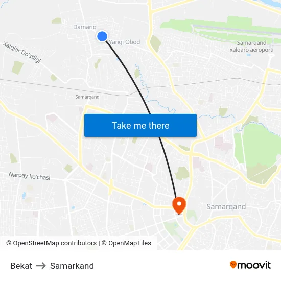 Bekat to Samarkand map