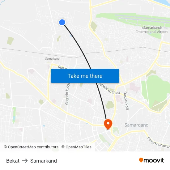 Bekat to Samarkand map