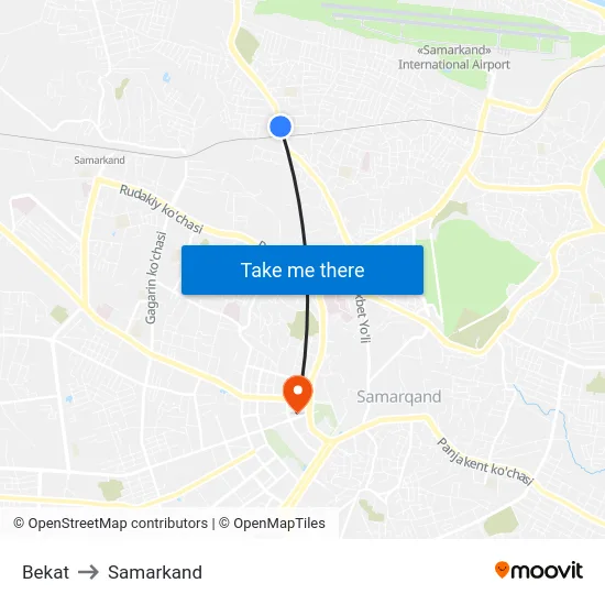 Bekat to Samarkand map