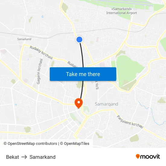 Bekat to Samarkand map