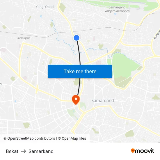 Bekat to Samarkand map