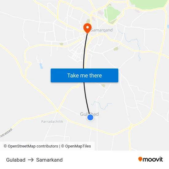 Gulabad to Samarkand map
