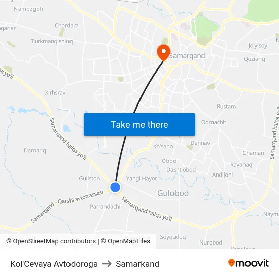 Kol'Cevaya Avtodoroga to Samarkand map