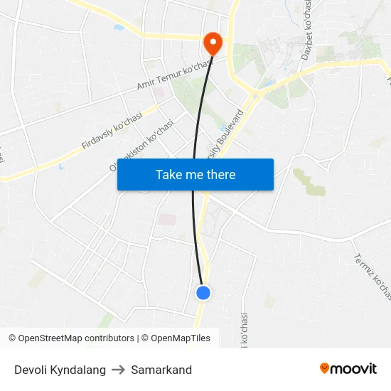 Devoli Kyndalang to Samarkand map