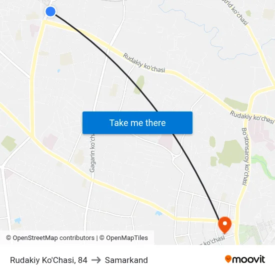 Rudakiy Ko'Chasi, 84 to Samarkand map