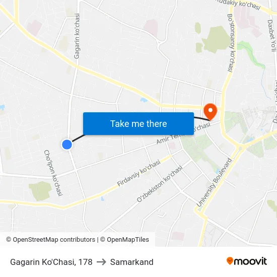 Gagarin Ko'Chasi, 178 to Samarkand map