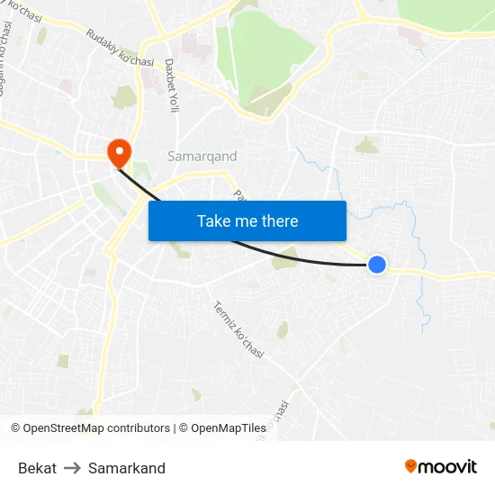 Bekat to Samarkand map