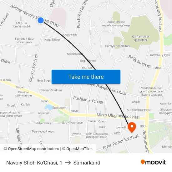 Navoiy Shoh Ko'Chasi, 1 to Samarkand map