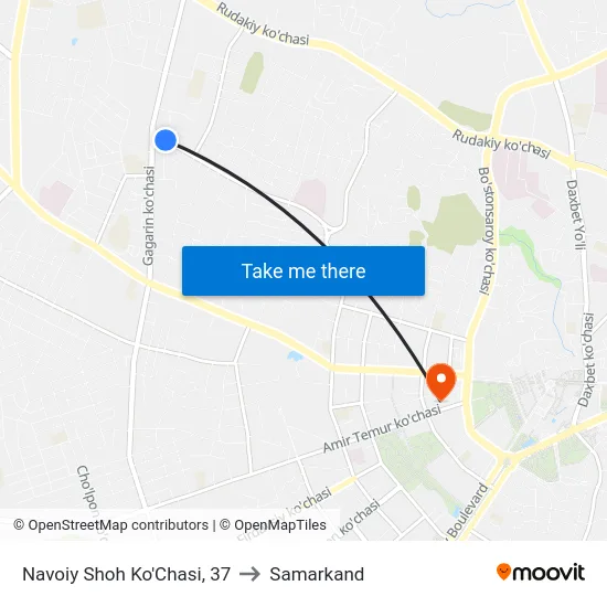 Navoiy Shoh Ko'Chasi, 37 to Samarkand map