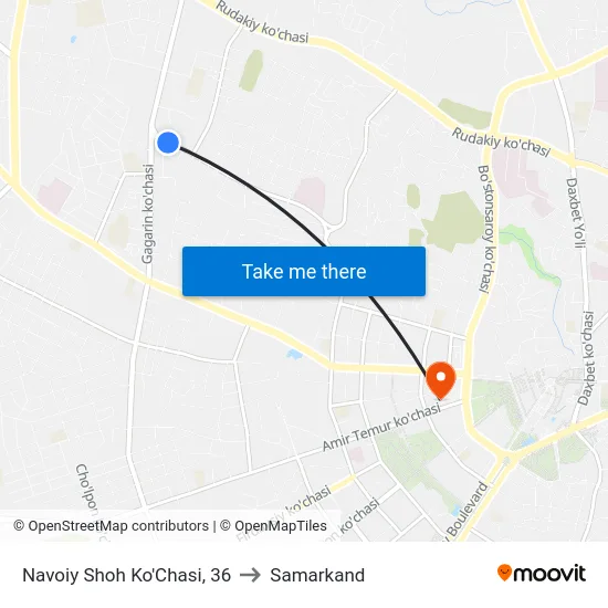 Navoiy Shoh Ko'Chasi, 36 to Samarkand map