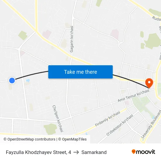 Fayzulla Khodzhayev Street, 4 to Samarkand map