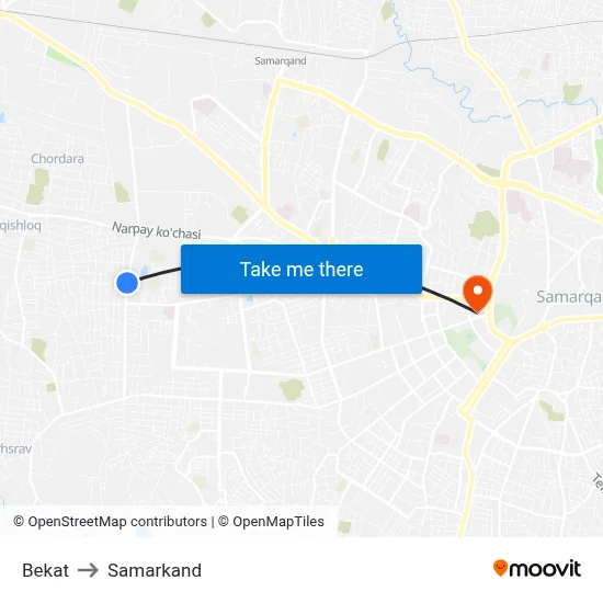 Bekat to Samarkand map