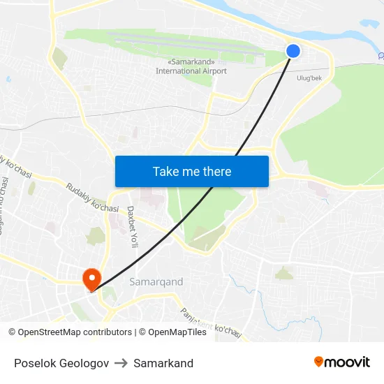 Poselok Geologov to Samarkand map