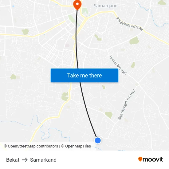 Bekat to Samarkand map
