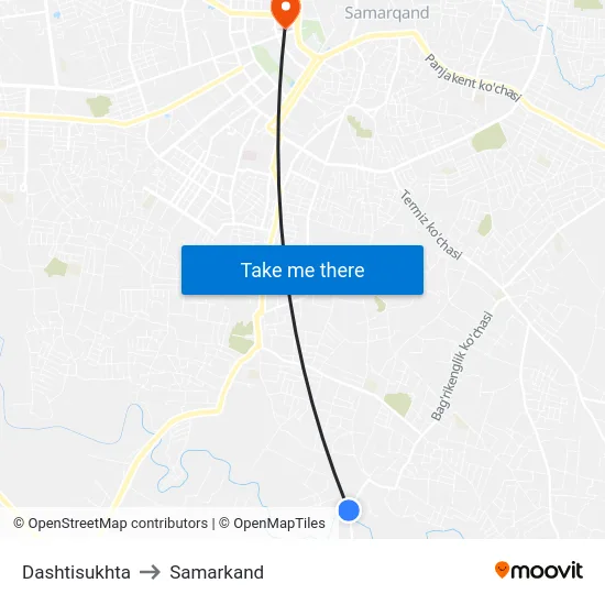 Dashtisukhta to Samarkand map