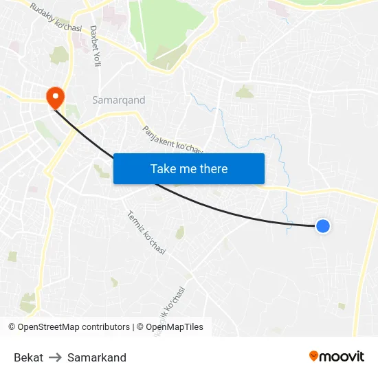 Bekat to Samarkand map