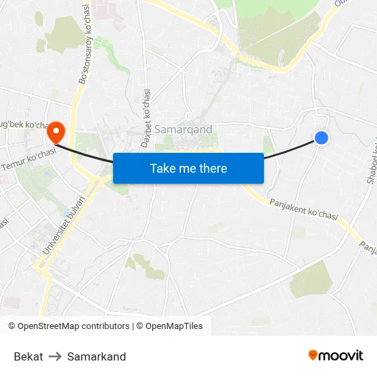 Bekat to Samarkand map