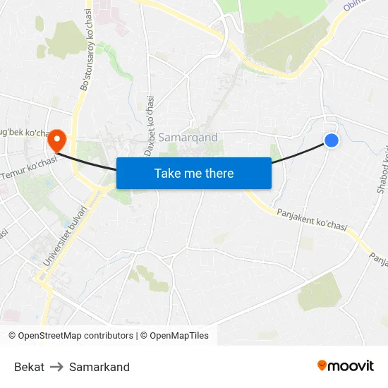 Bekat to Samarkand map