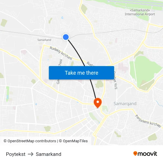 Poytekst to Samarkand map