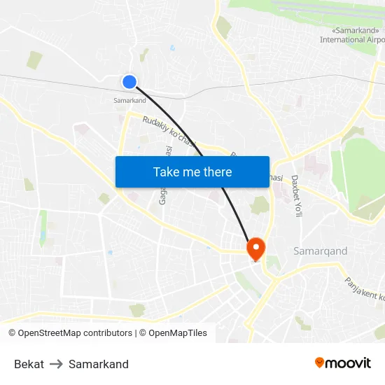 Bekat to Samarkand map