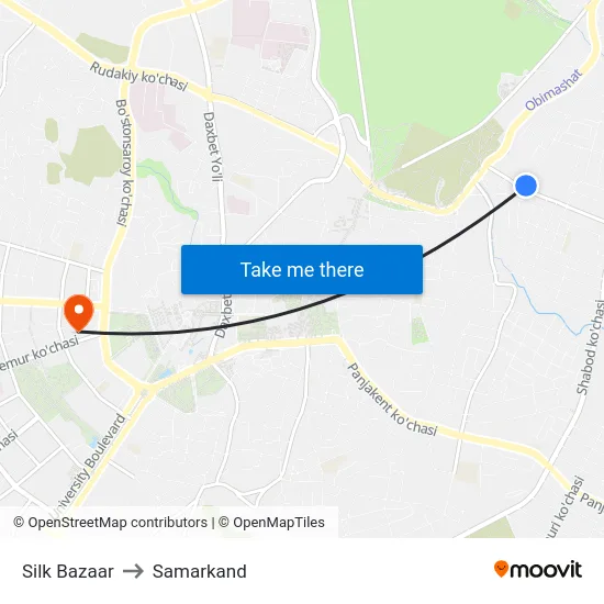 Silk Bazaar to Samarkand map