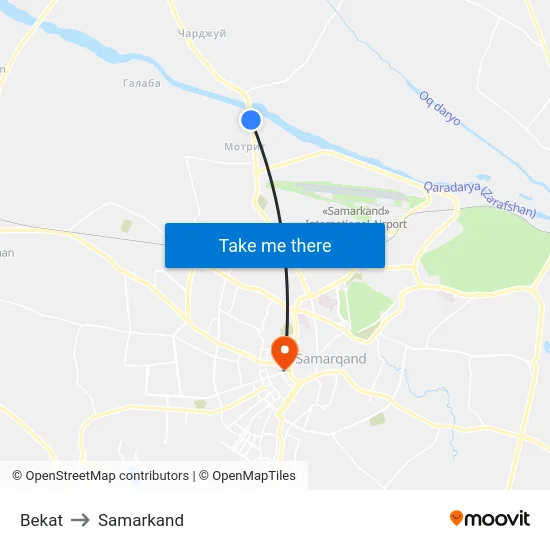Bekat to Samarkand map