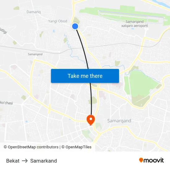 Bekat to Samarkand map