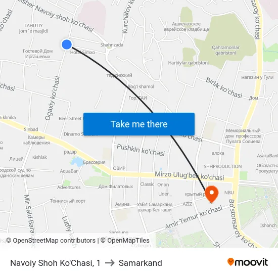 Navoiy Shoh Ko'Chasi, 1 to Samarkand map