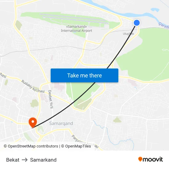Bekat to Samarkand map