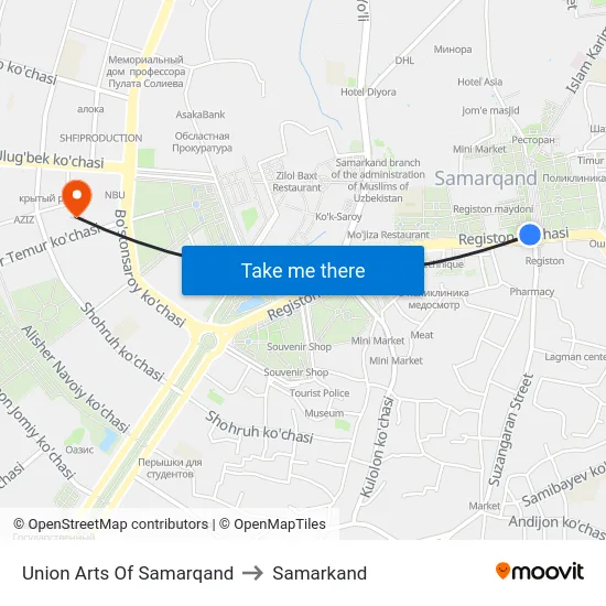 Union Arts Of Samarqand to Samarkand map