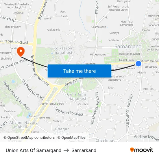 Union Arts Of Samarqand to Samarkand map