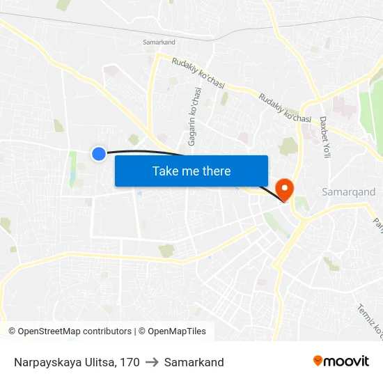 Narpayskaya Ulitsa, 170 to Samarkand map