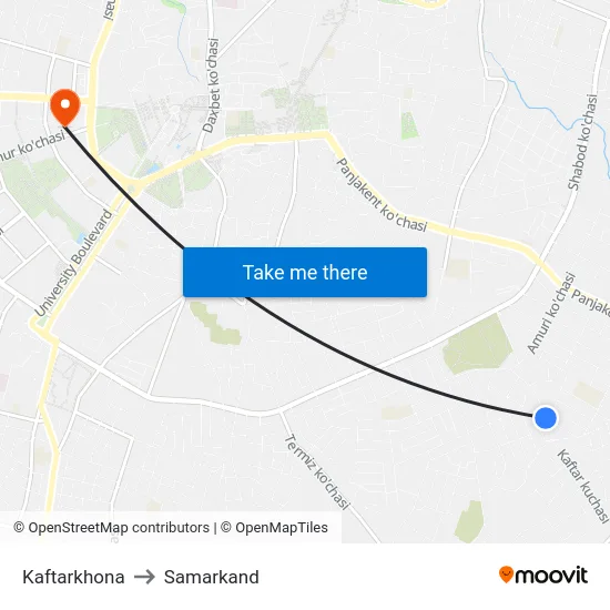 Kaftarkhona to Samarkand map