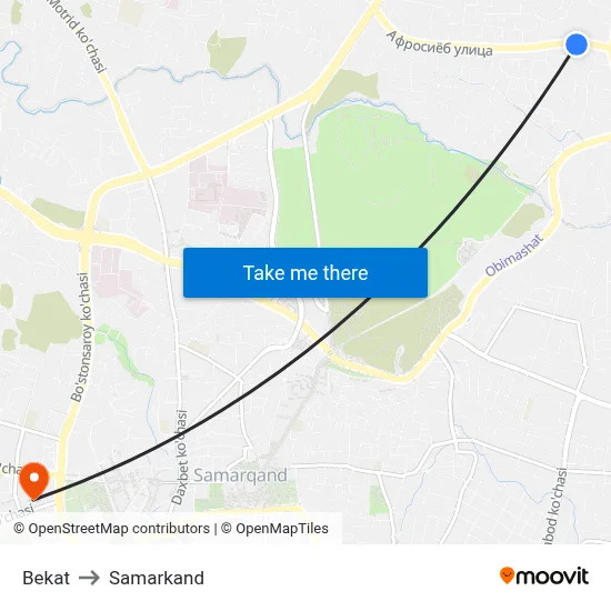 Bekat to Samarkand map