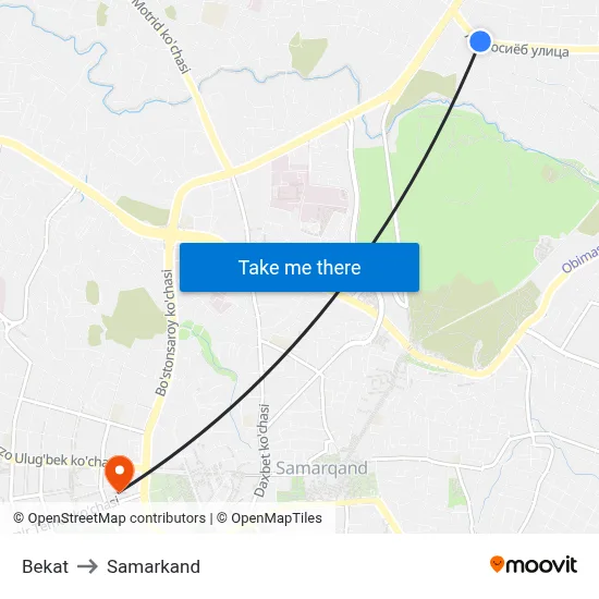 Bekat to Samarkand map