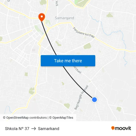 Shkola Nº 37 to Samarkand map
