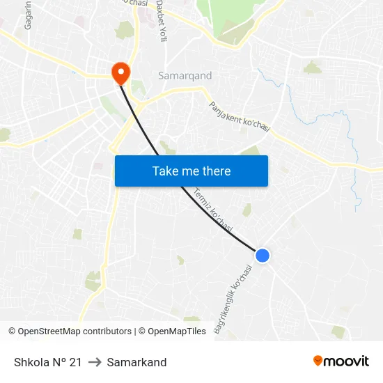 Shkola Nº 21 to Samarkand map