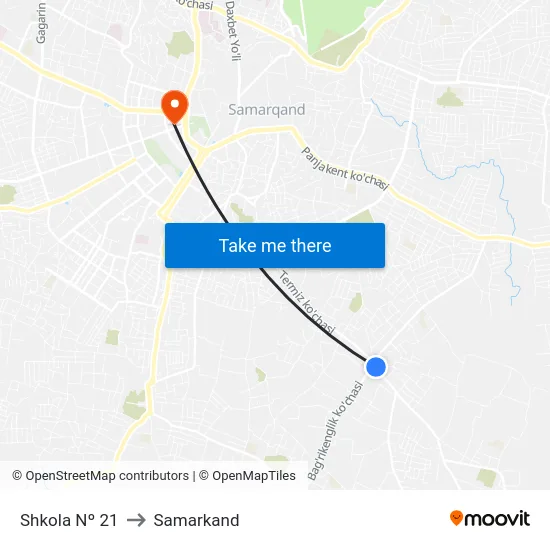 Shkola Nº 21 to Samarkand map
