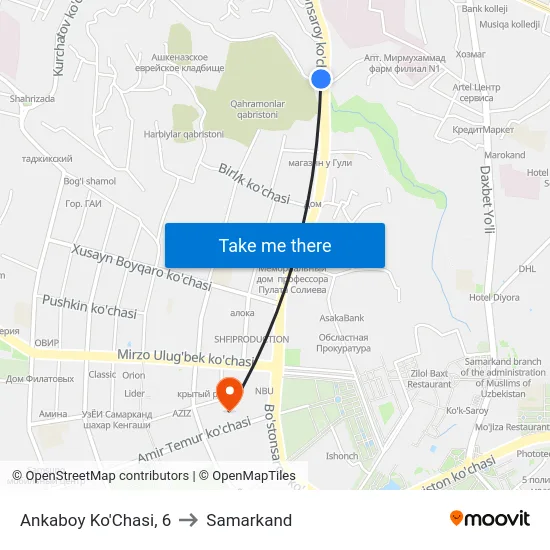 Ankaboy Ko'Chasi, 6 to Samarkand map