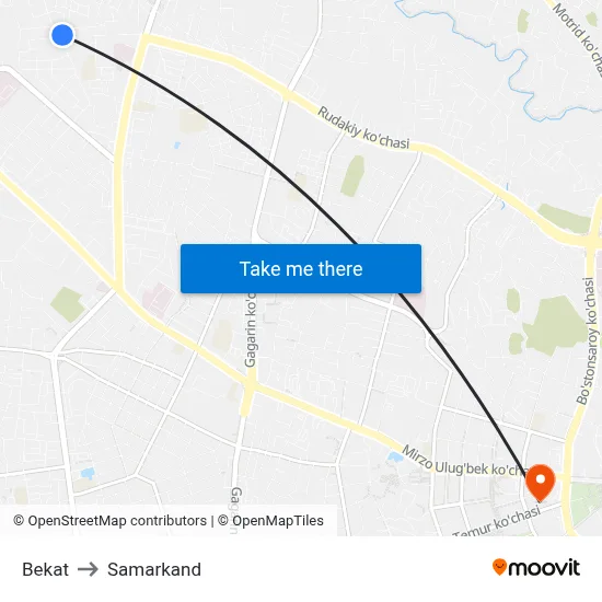 Bekat to Samarkand map
