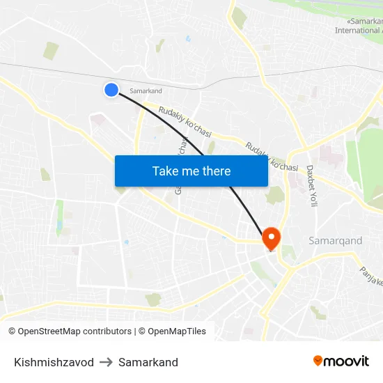Kishmishzavod to Samarkand map