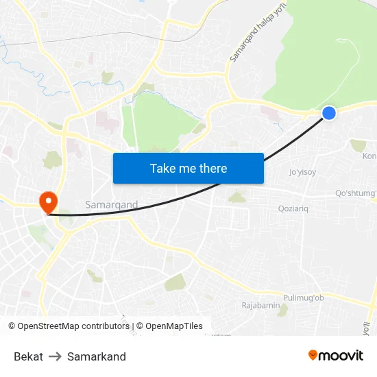 Bekat to Samarkand map
