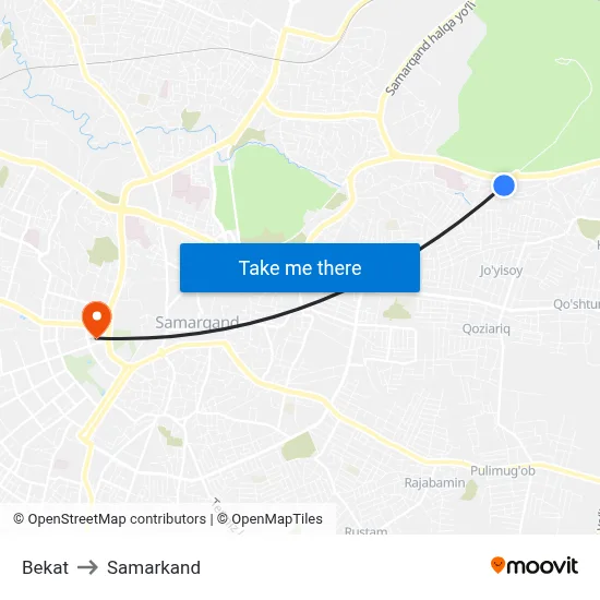 Bekat to Samarkand map
